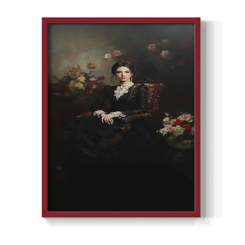 Reproduction encadrée WOMEN Series CCXLV III - bois massif, H 11 po x l 9 po, Rouge