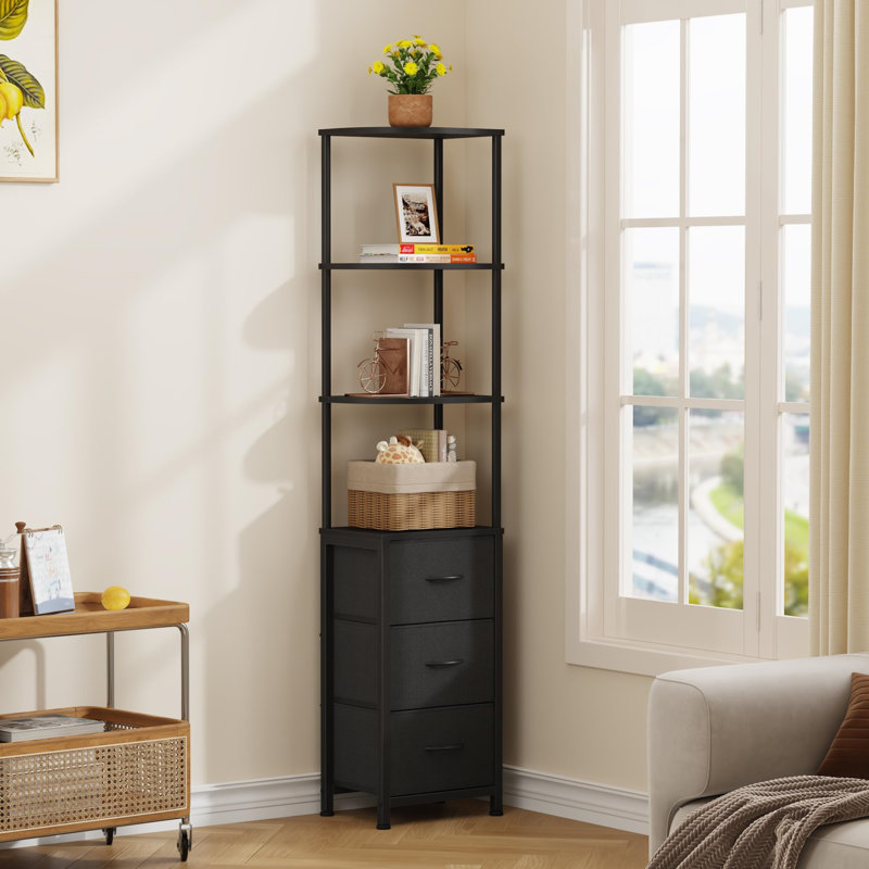172cm H x 38cm W Metal Corner Bookcase, Black