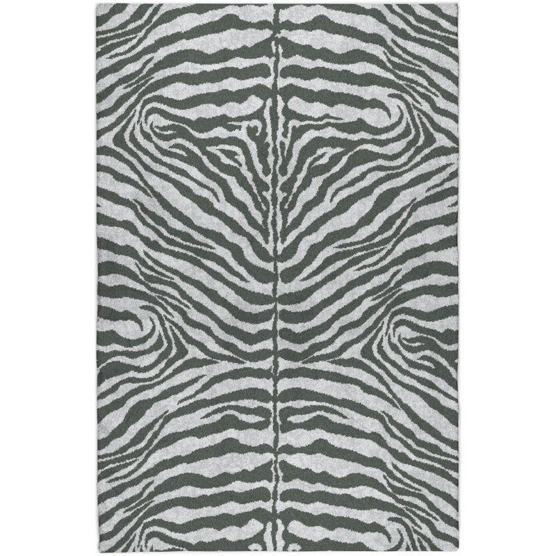 Premium Machine Washable Dream Shag Zebra Rug, Gray, 9' x 12'