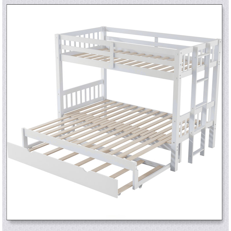 Twin Over Pull-Out Bunk Bed With Trundle, Blanc