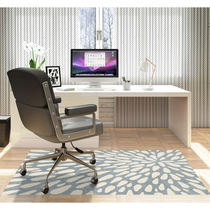 Tapis de chaise rectangulaire à poils courts Brenton, H 48 po x l 72 po, Gris / beige