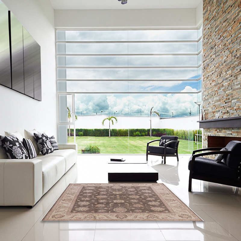 Tapis oriental beige / brun Hedy, Carré 7 pi