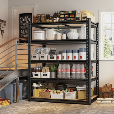 Étagère de rangement robuste à 5 niveaux de 72 po x 42,8 po x 19,7 po, étagères verticales réglables en métal à 5 niveaux pour tablettes de cuisine, de sous-sol, de garde-manger ou d'entrepôt