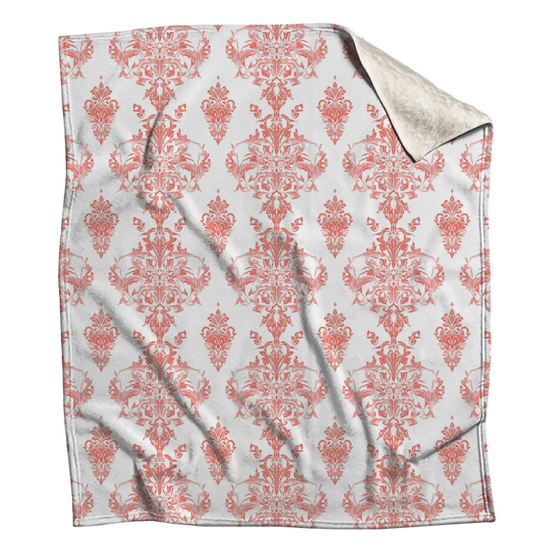 Couvertures roses à motif damassé, L 60 po x H 80 po