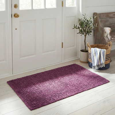 Deedgra Geometric Tufted Wool Purple Area Rug