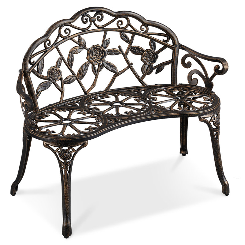 Waterproof Metal Outdoor Bench, Bronze