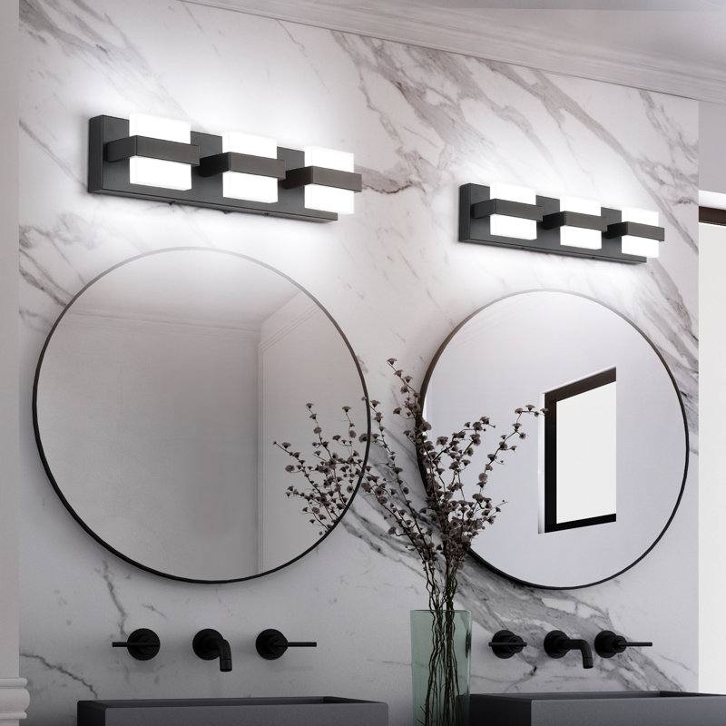 Modern Chrome and Acrylic 3-Light Dimmable LED Vanity Fixture