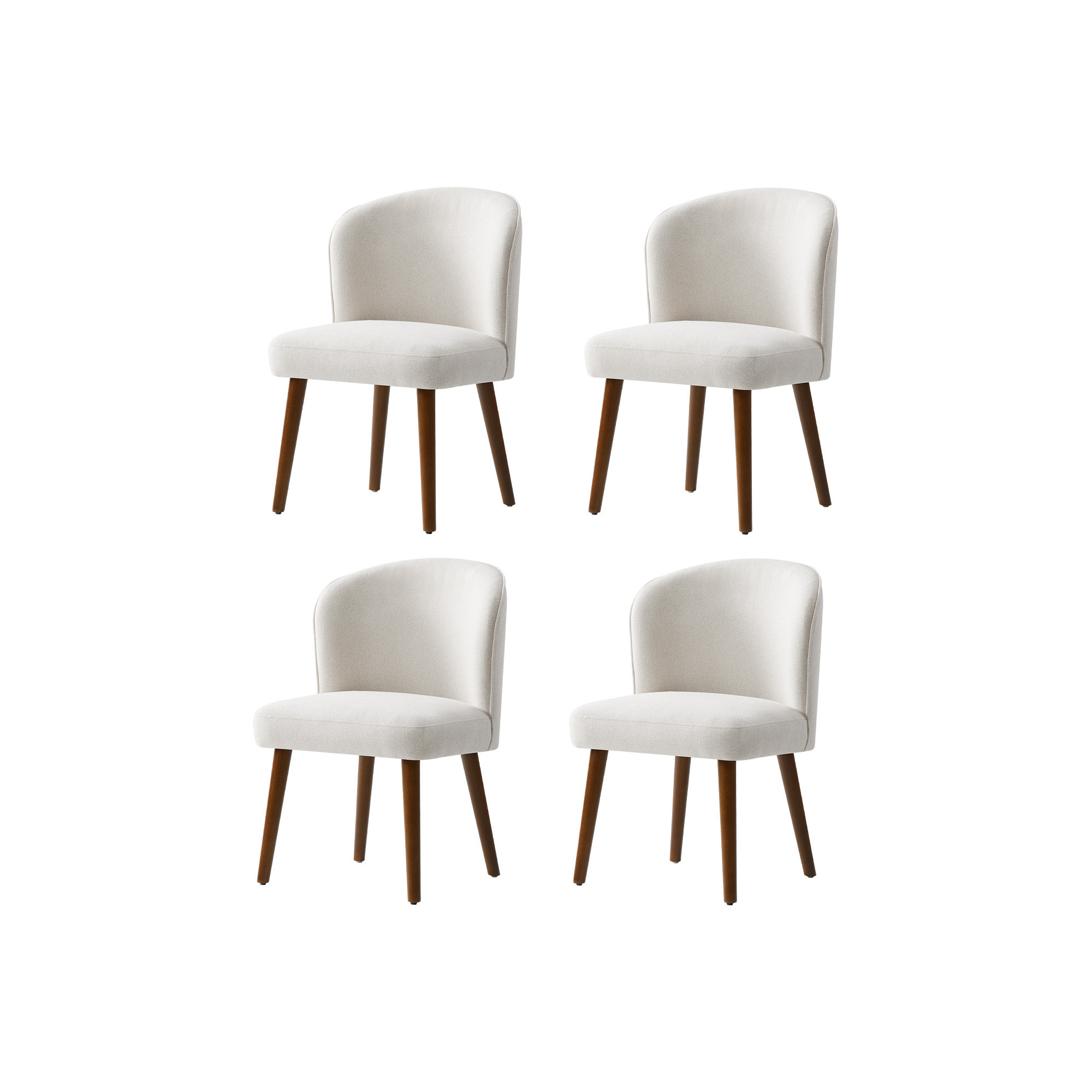 Palmdale Mid-Century Modern Upholstered Dining Chair Set, White, 4