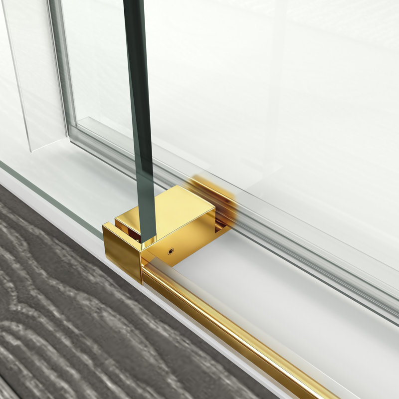 56" - 60" W X 76" H Frameless Soft-Closing Single Sliding Shower Door, 1/4" (6Mm) Tempered Glass With Explosion-Proof Coating