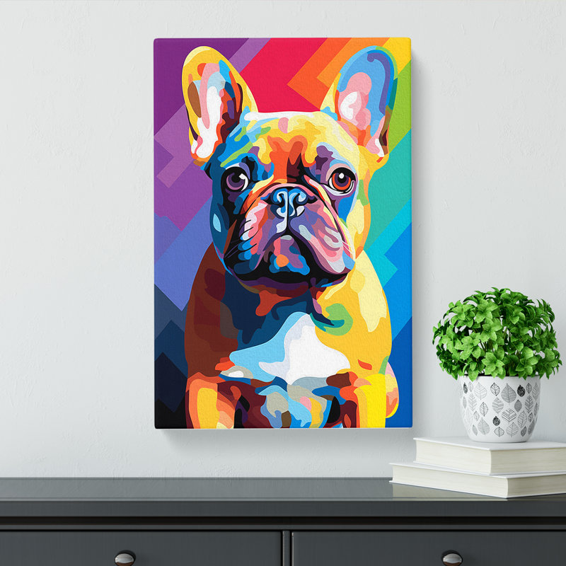 French Bulldog Colour Field - Wrapped Canvas, 60cm H x 40cm W x 3cm D