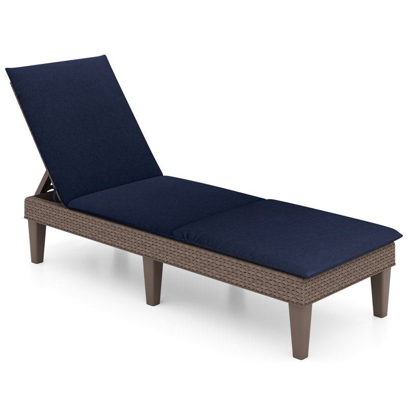Fauteuil inclinable 2PCS avec dossier réglable à 3 positions et coussin brun et bleu, Bleu, Brun