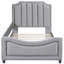 Tête de lit classique à rayures et lit de jour simple gris - et magnifique revêtement élégant-1223388545