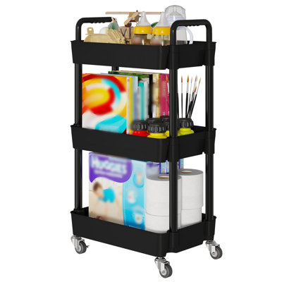 Kitchen Storage Cart,multifunction Utility Rolling Storage Organizer,mobile Shelving Unit Cart With Lockable Wheels