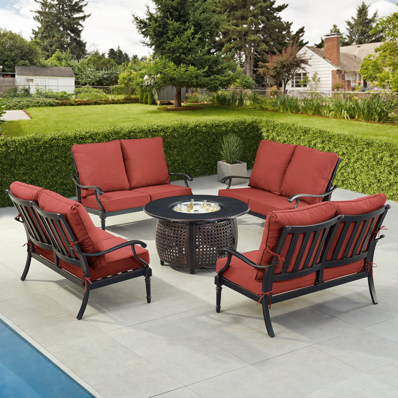 Paillere Outdoor 6 - Piece Conversation Set, Red