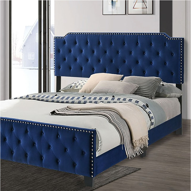 Faylene Upholstered Bed, California King, Navy