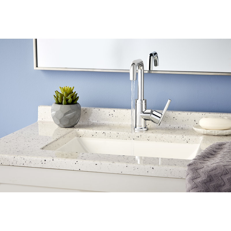 Parma Single Handle Single Hole Bathroom Faucet with Metal Touch Down Drain Included, Chrome