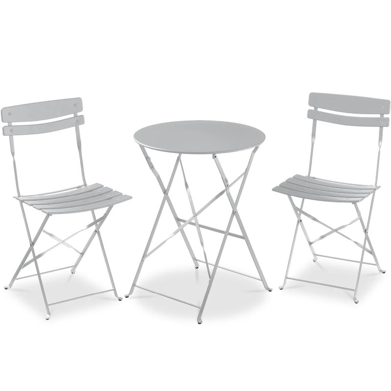 Folding Patio Bistro Set, Gray