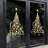 Christmas Tree Window Clings Stickers for Glass, Extra Large Golden Xmas Windows Static Stickers