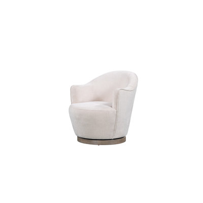 27" Off White Fabric Swivel Barrel Chair