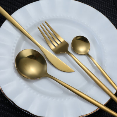 Ensemble de couverts 24 pièces en acier inoxydable pour 6 personnes, comprenant couteaux, fourchettes, cuillères et cuillères à thé, boîte-cadeau élégante pour ustensiles de salle à manger