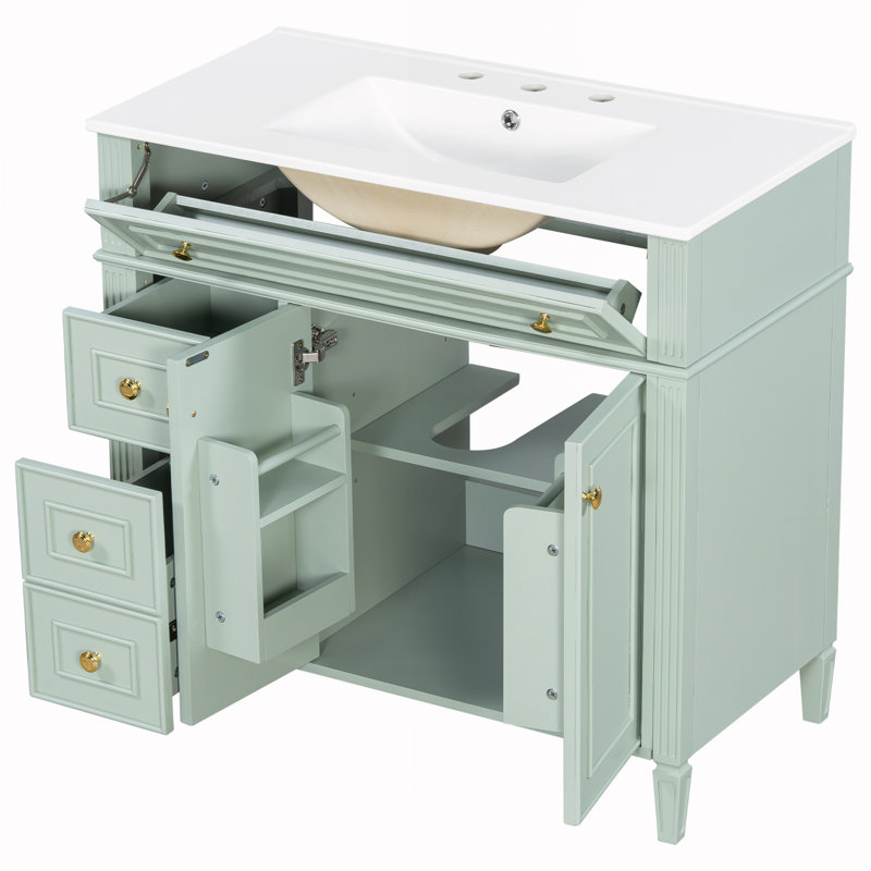 Armoire avec tiroir rabattable, Vert