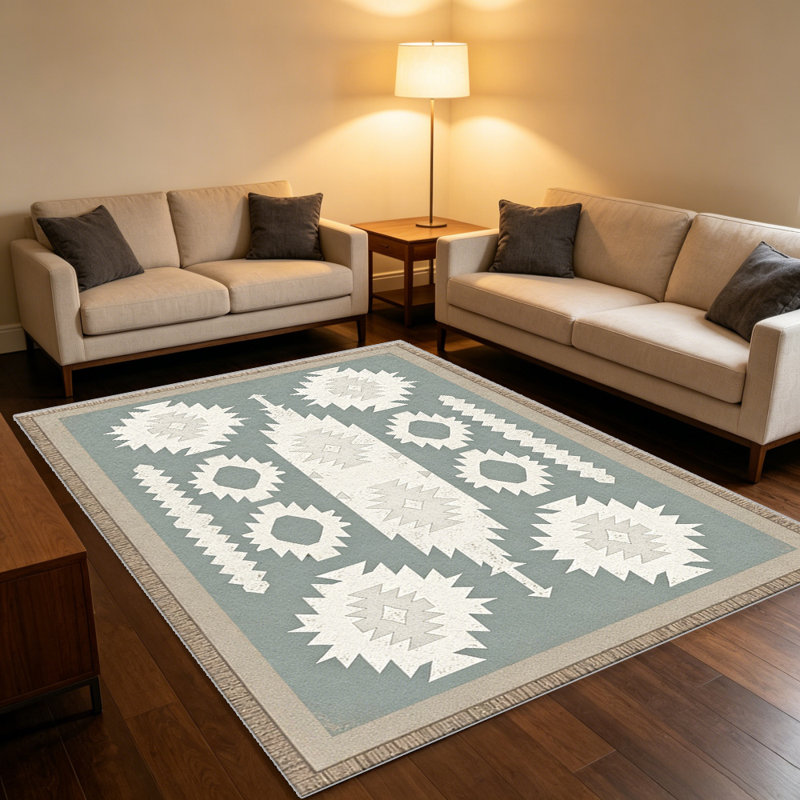 Blue Grey Southwestern carpet-easy to clean, machine-washable, soft and comfortable; suitable for door mats, kitchens, living rooms, bedrooms, corridors, and laundry areas. Easy to clean, durable carpet for home decoration.