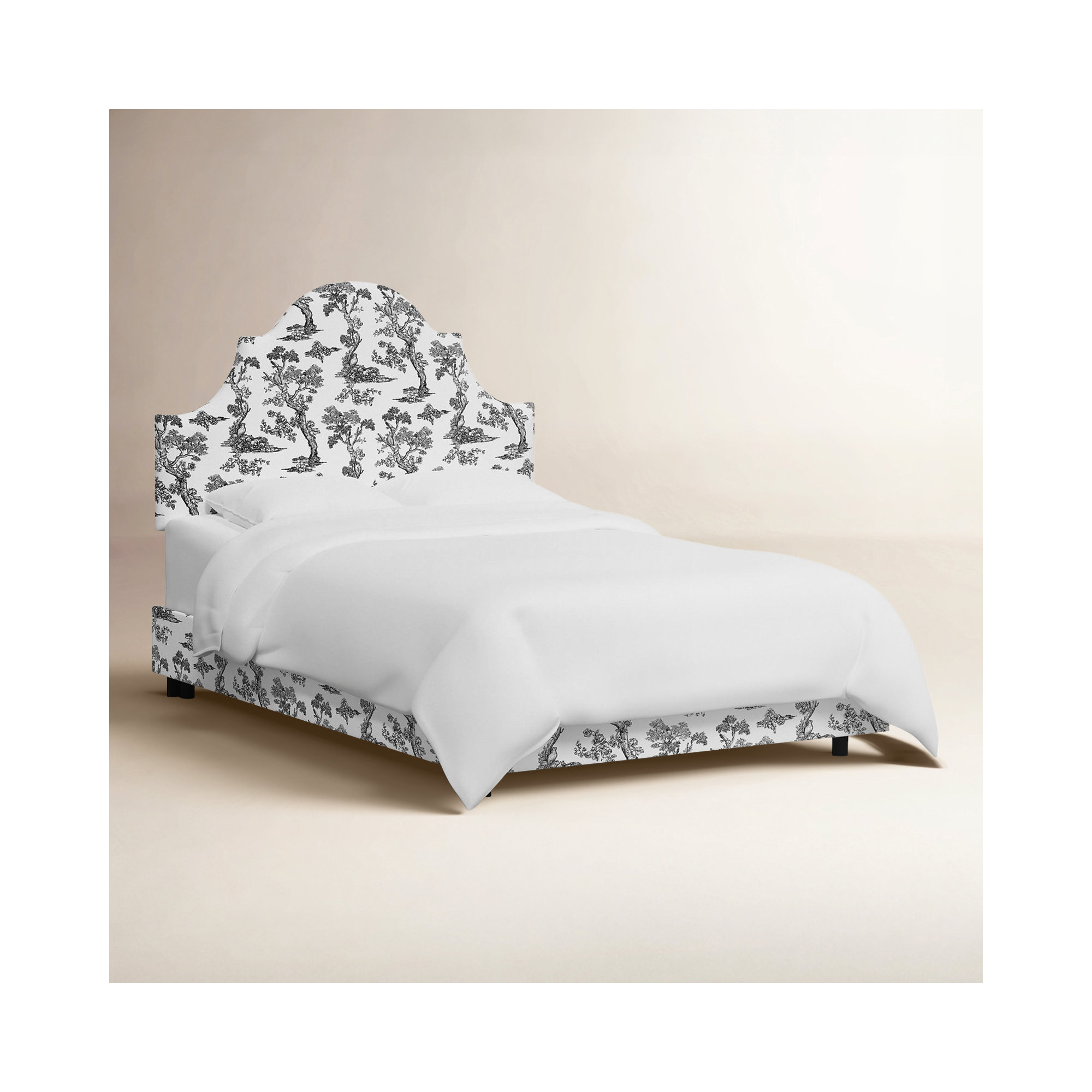 Red from Scalamandre Crafted by Cloth & Company Geneva Bed in Pattern, Twin, Scm Toile Noir Linen
