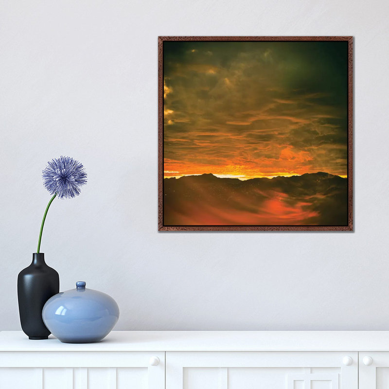 Mountain Sunset by Mark Paulda - Print on Canvas, Classic Brown Wood Floater Framed, 45.72cm H x 45.72cm W x 3.81cm D