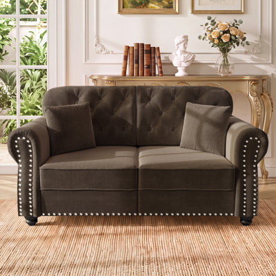 Causeuse Chesterfield 63 po Mid-Century