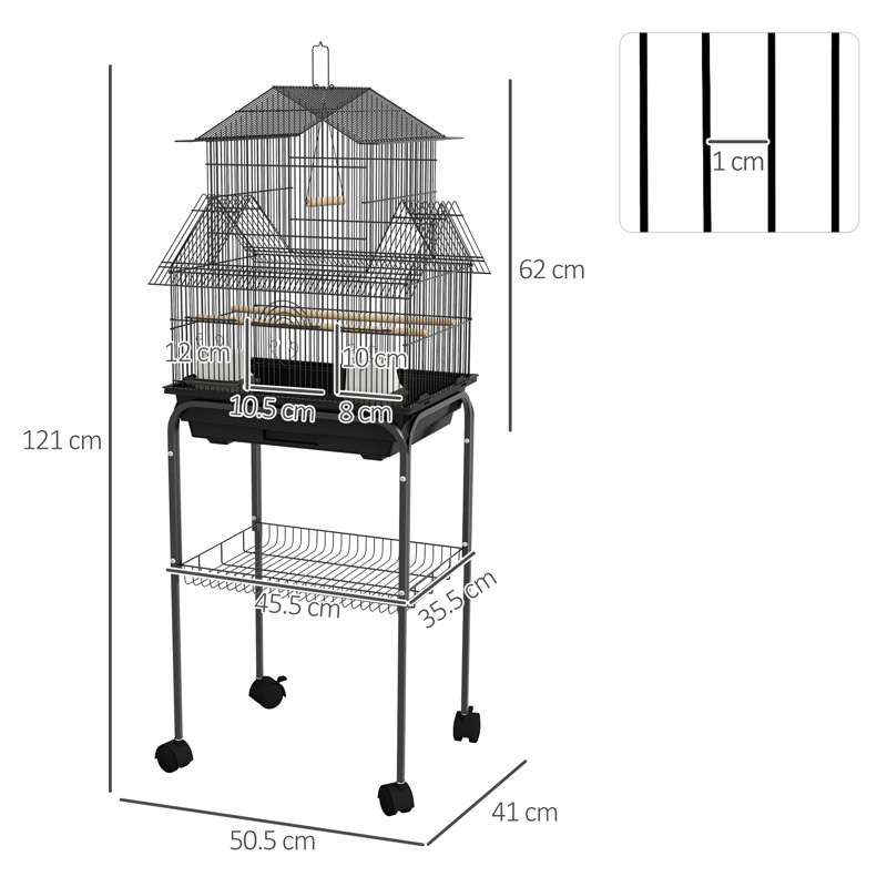121cm Steel Pointed Top Floor Bird Cage with Wheels