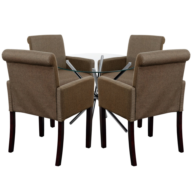 Auvo Glass Dining Set, Brown, Black