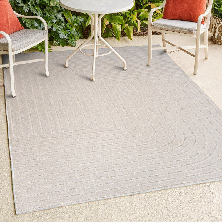 Odense High-Low Minimalist Angle Geometric Ivory/Cream Indoor/Outdoor Rug