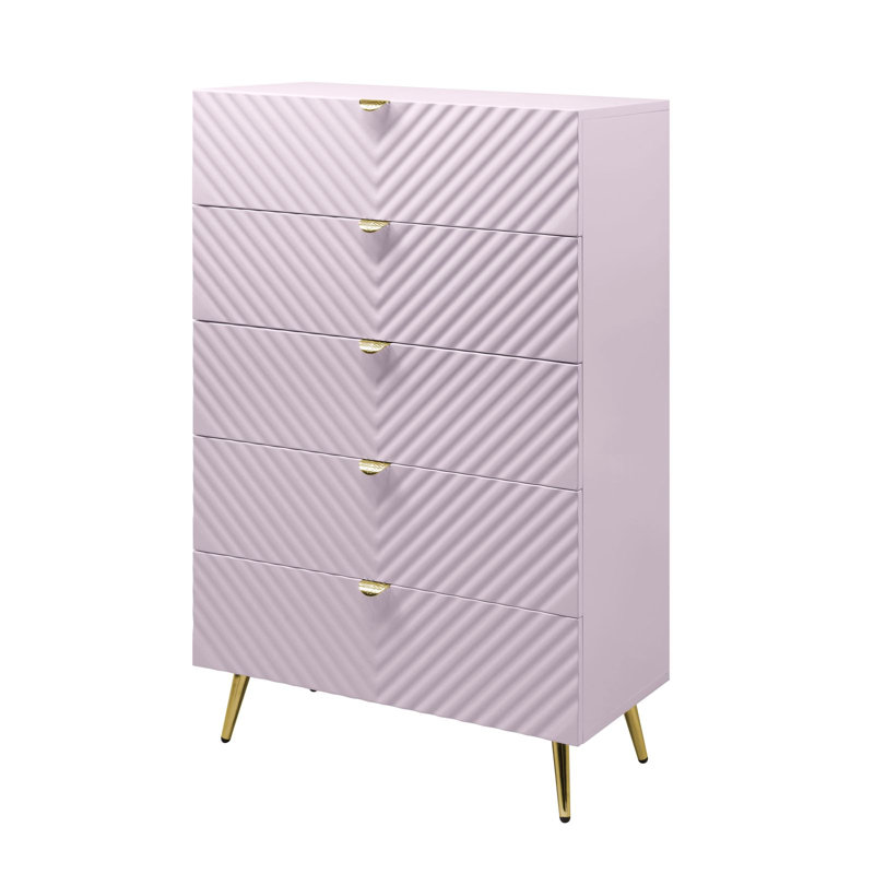 Commode haute brillance, commode rose