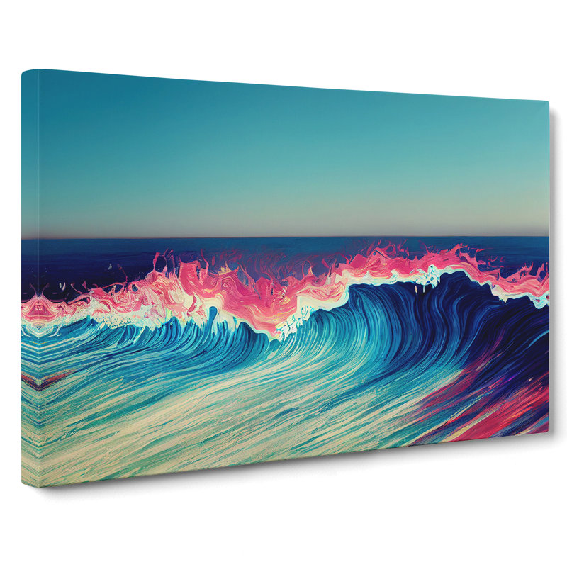Neon Ocean Wave - Wrapped Canvas, 35cm H x 50cm W x 3cm D