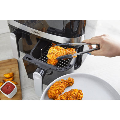 Tower 8 Piece Air Fryer Accessory Set with with Tongs, 4x Skewers, Basting Brush, 2x Roasting Racks