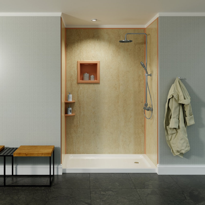 Paroi de douche à trois panneaux H 96 po x P 48 po