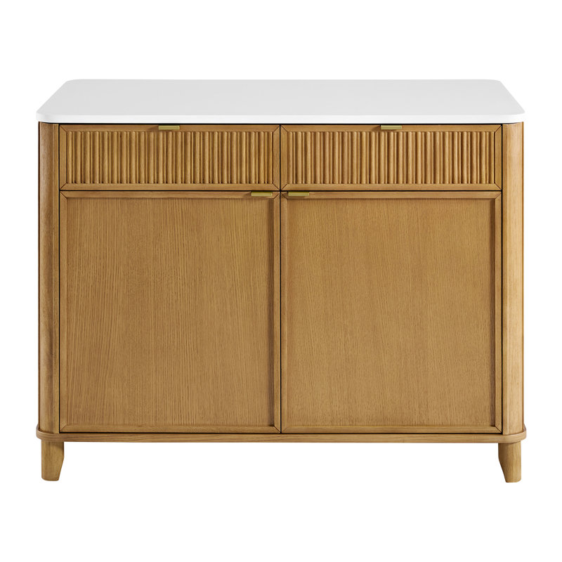 Îlot de cuisine 48 po avec comptoir en quartz blanc Kennedy Kathryne, Quartz blanc