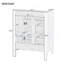Meuble-lavabo de 24 po avec lavabo, tiroir rabattable, deux tiroirs, tablette réglable, bois massif et panneau de fibres à densité moyenne de couleur blanche-1370977748