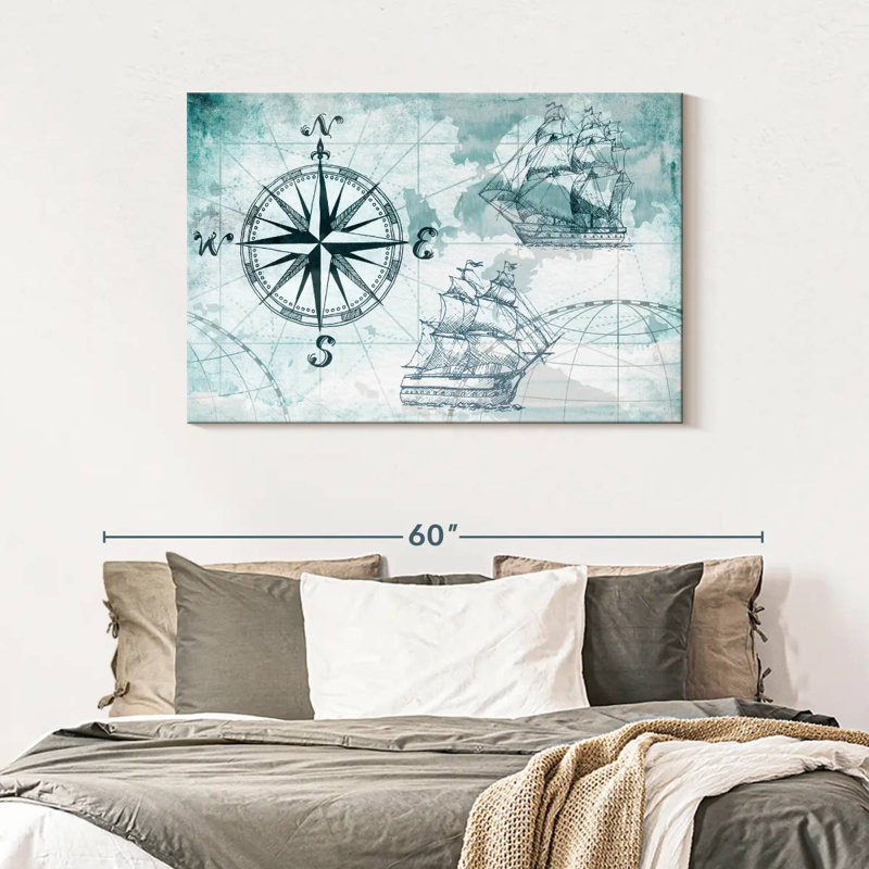 «Ocean Compass», reproduction sur toile, H 30 po x l 45 po x P 1,25 po