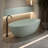 Freestanding Bathtub Resin Stone Soaking Bathtub Solid Surface Modern Tubs With Overflow And Pop-Up Drain Turquoise Green
