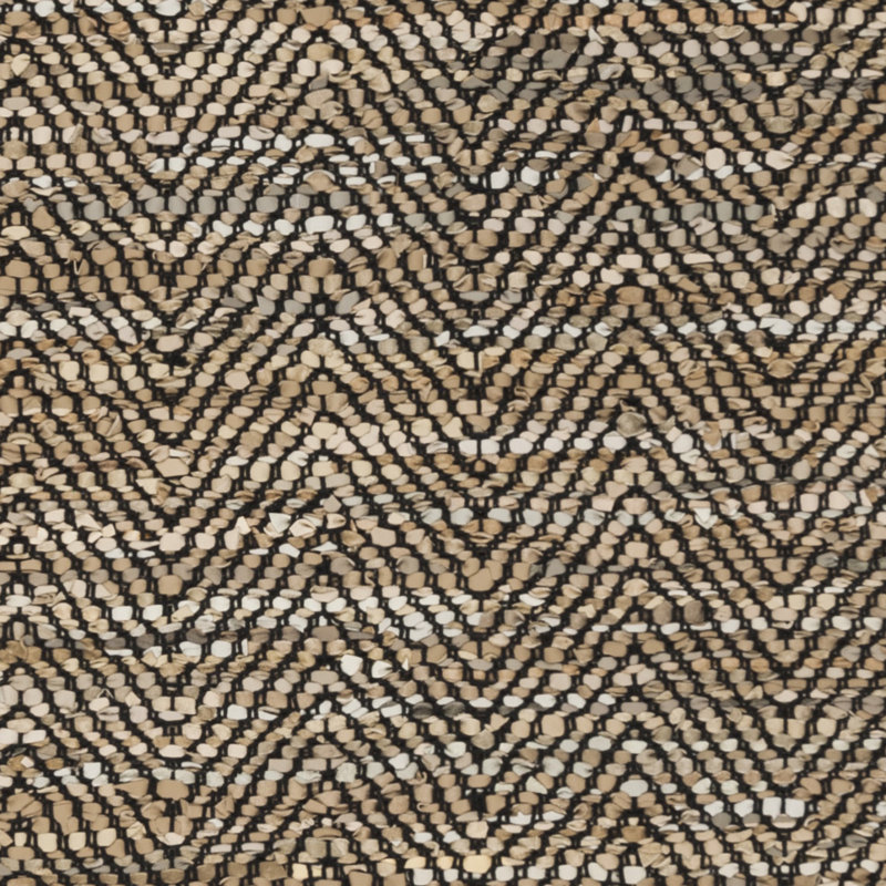 Nakke Vintage Leather Hand Woven Leather/Cotton Geometric Rug in Beige, Rectangle 9' x 12'