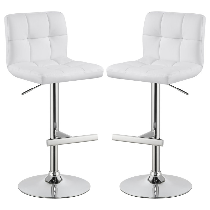 De 2 tabourets de bar blancs avec fonction réglable et dossier pour une position intemporelle personnalisable