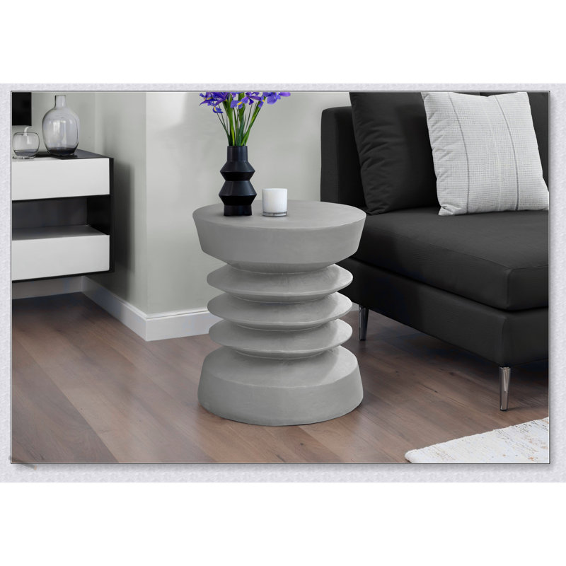 Modern 25-Inch Round Accent Table With Unique Coil Design, Perfect For Indoor And Outdoor Use, Space-Saving And Durable, Gray