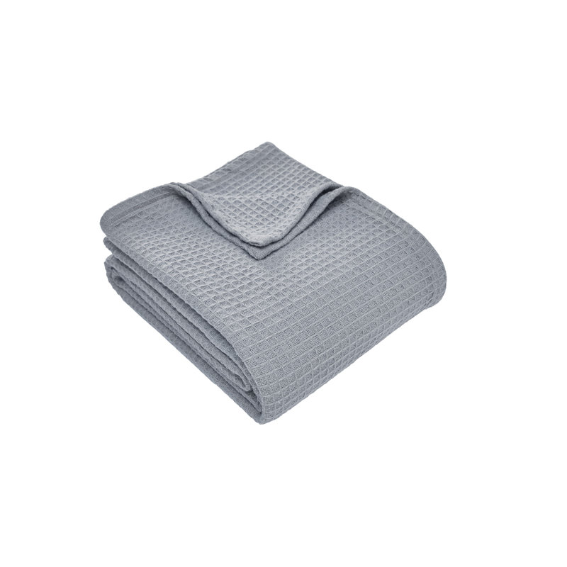 Couverture en coton texturé Samantha, Très grand, Brume bleue