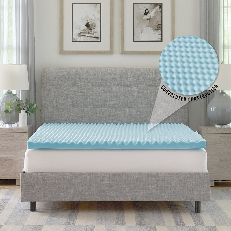 2.5'' Gel Memory Foam Convoluted Mattress Topper, Twin