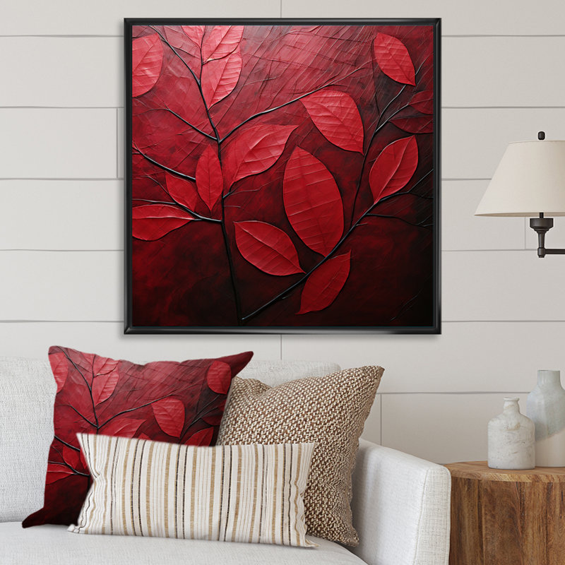 Feuilles de cerisier I sur toile, H 30 po x l 30 po x P 1 po, Cadre flottant noir
