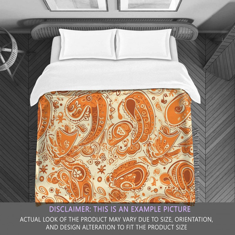 Paisley Orange/Beige Microfiber Comforter, King Comforter