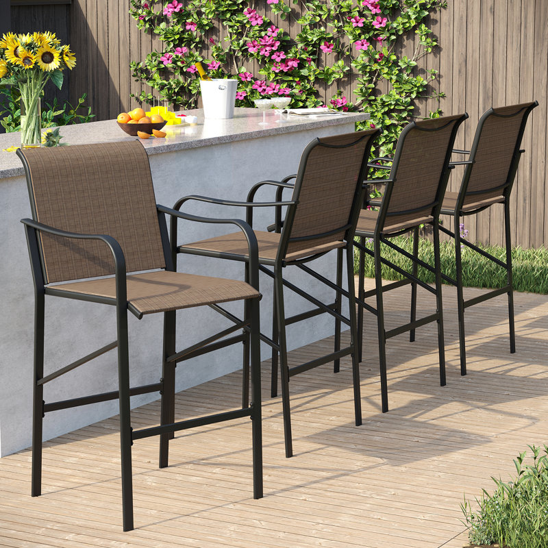 Chaises de patio en polyester avec accoudoirs, Bleu