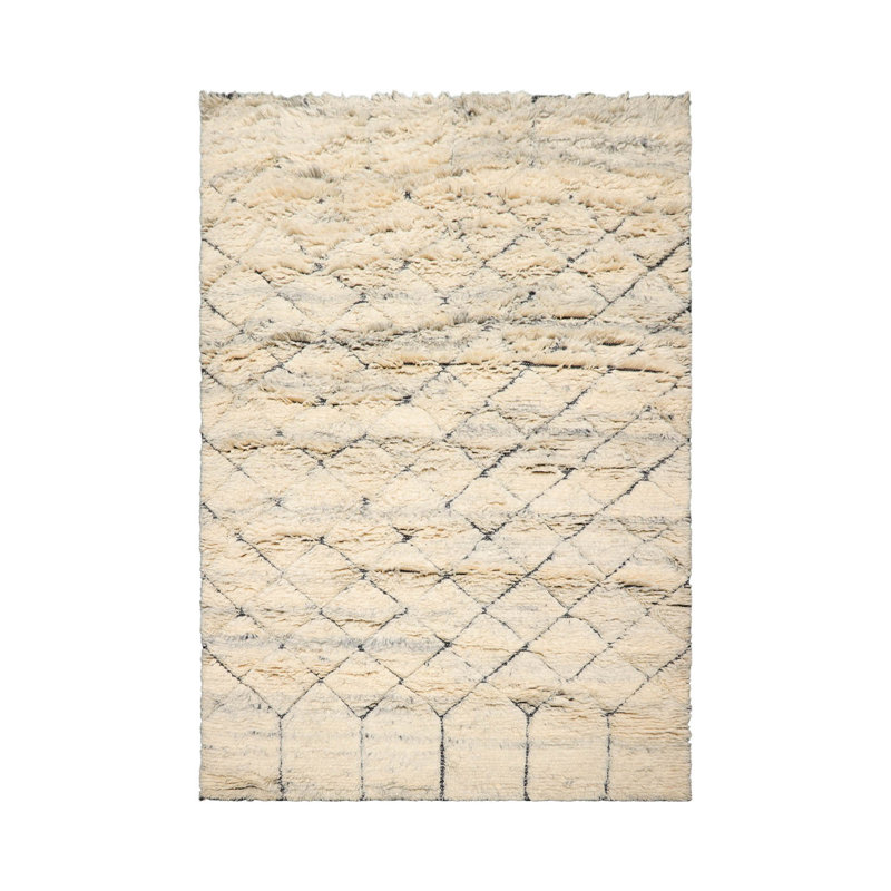 Tapis intérieur / extérieur ivoire en laine noué à la main Kolsuma