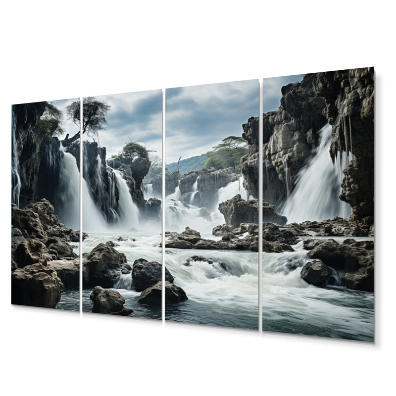 Dominicain cascade de chutes - ensemble de reproduction d'art nautique et de plage sur métal